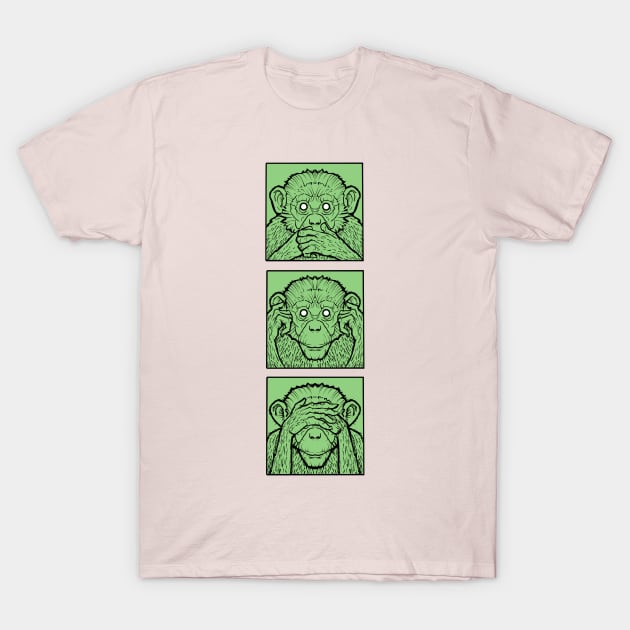 three green wise monkeys T-Shirt by weilertsen
